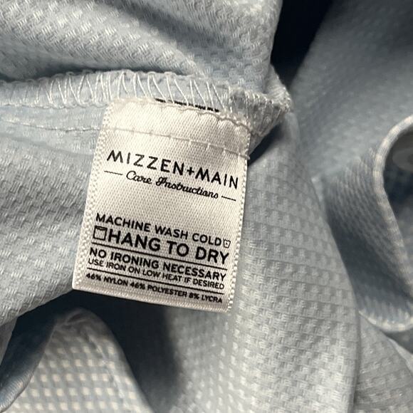 Mizzen Main Performance Shirt Mens M Blue Check Trim Fit Maylard Button *stain - Picture 9 of 11